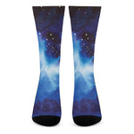 Dark Blue Galaxy Space Print Crew Socks