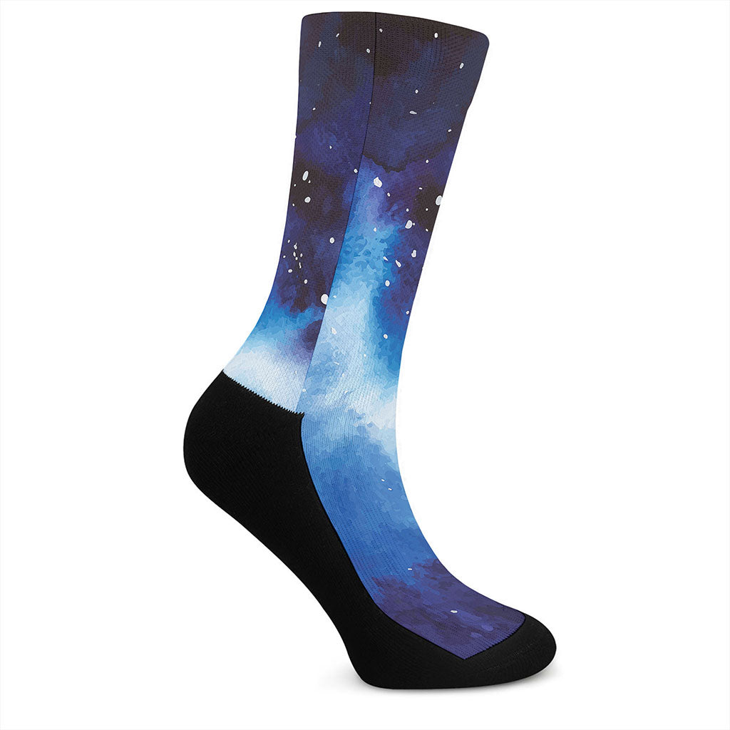 Dark Blue Galaxy Space Print Crew Socks