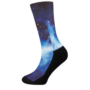 Dark Blue Galaxy Space Print Crew Socks