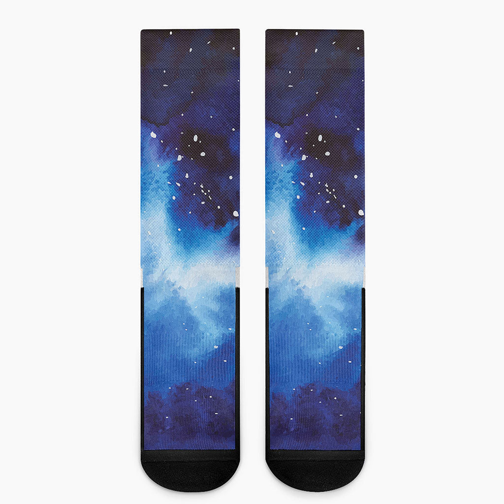 Dark Blue Galaxy Space Print Crew Socks