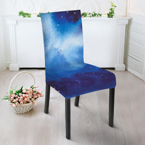 Dark Blue Galaxy Space Print Dining Chair Slipcover