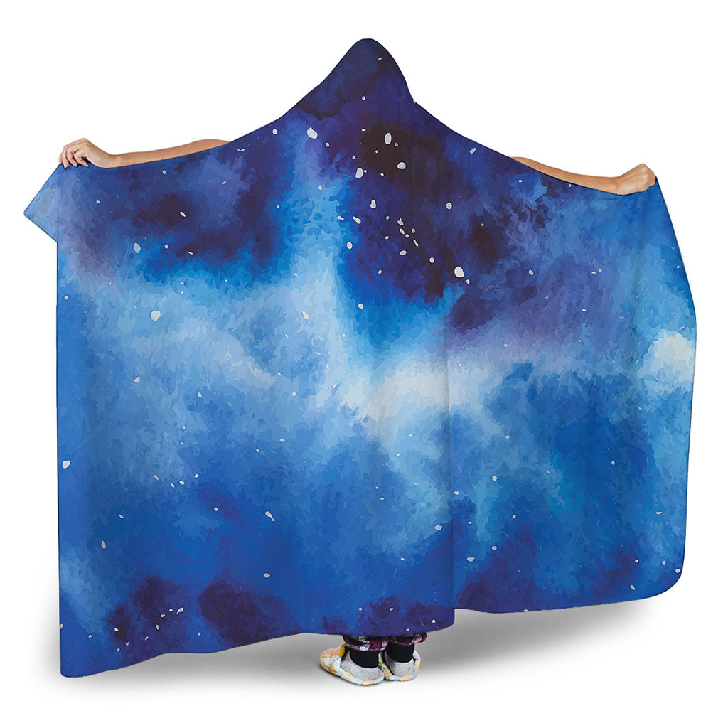 Dark Blue Galaxy Space Print Hooded Blanket