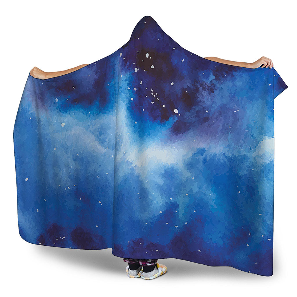 Dark Blue Galaxy Space Print Hooded Blanket