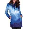 Dark Blue Galaxy Space Print Pullover Hoodie Dress
