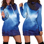 Dark Blue Galaxy Space Print Hoodie Dress GearFrost