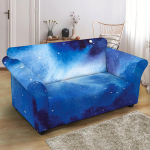 Dark Blue Galaxy Space Print Loveseat Slipcover