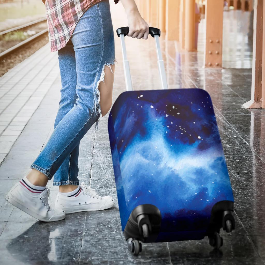 Dark Blue Galaxy Space Print Luggage Cover GearFrost
