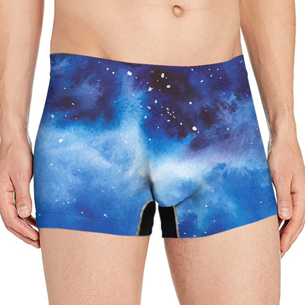 Dark Blue Galaxy Space Print Men's Boxer Briefs