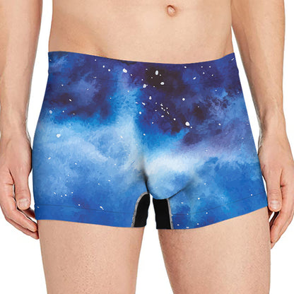 Dark Blue Galaxy Space Print Men's Boxer Briefs
