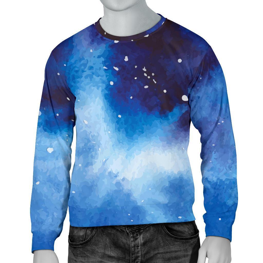 Dark Blue Galaxy Space Print Men's Crewneck Sweatshirt GearFrost