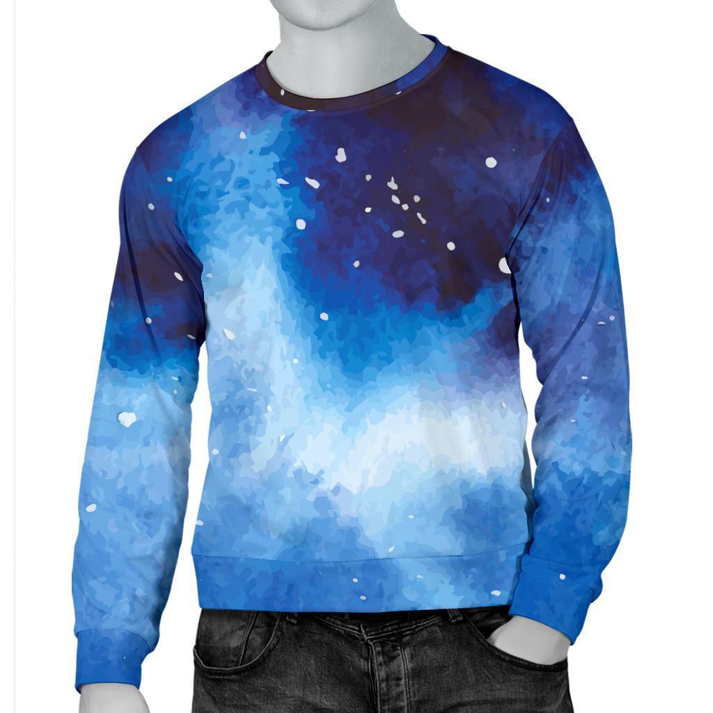 Dark Blue Galaxy Space Print Men's Crewneck Sweatshirt GearFrost
