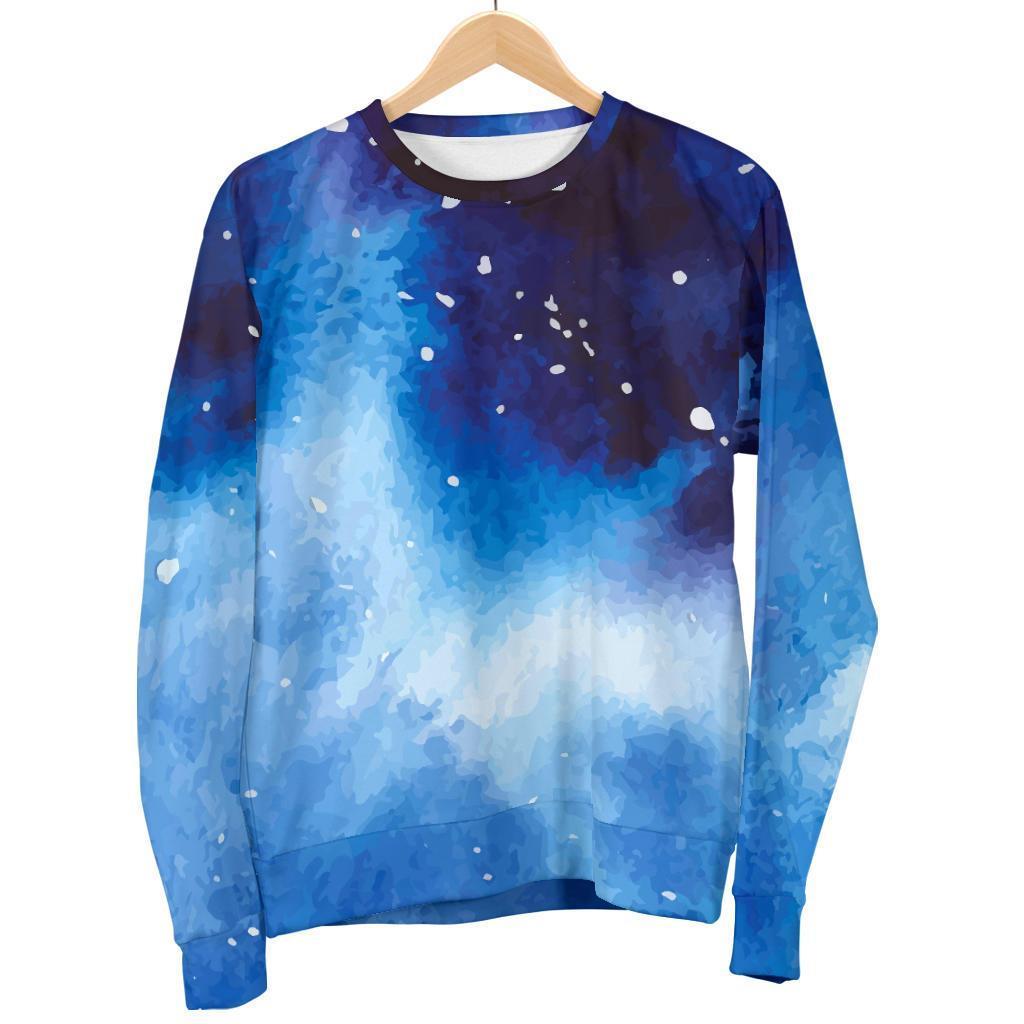 Dark Blue Galaxy Space Print Men's Crewneck Sweatshirt GearFrost