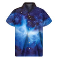 Dark Blue Galaxy Space Print Men's Short Sleeve Shirt