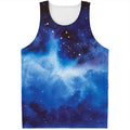 Dark Blue Galaxy Space Print Men's Tank Top