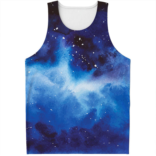 Dark Blue Galaxy Space Print Men's Tank Top