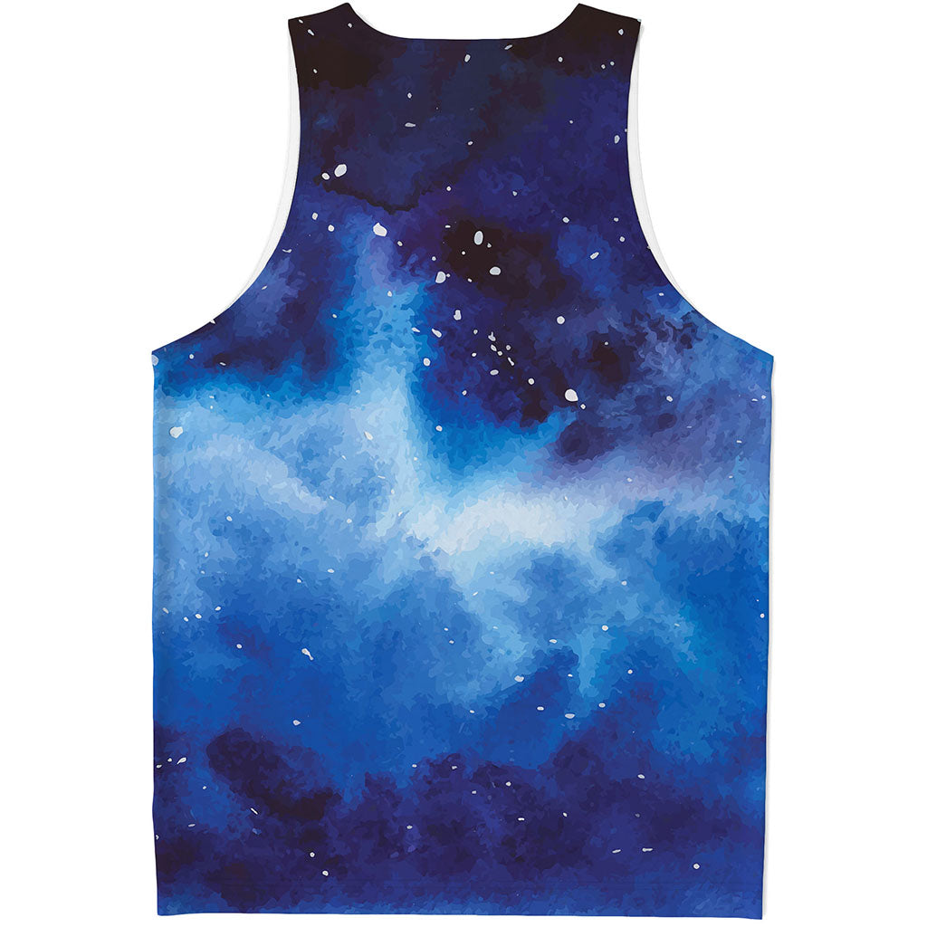 Dark Blue Galaxy Space Print Men's Tank Top