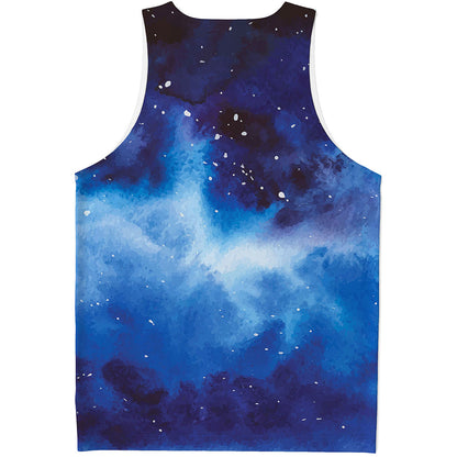 Dark Blue Galaxy Space Print Men's Tank Top