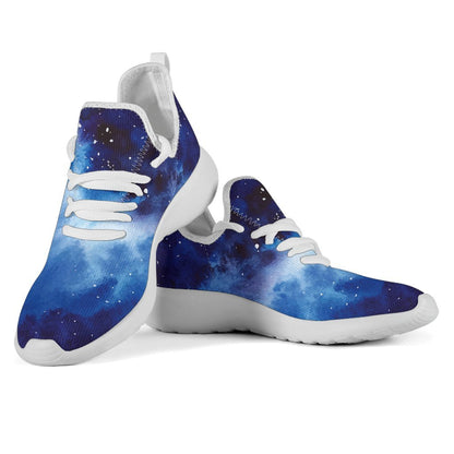 Dark Blue Galaxy Space Print Mesh Knit Shoes GearFrost