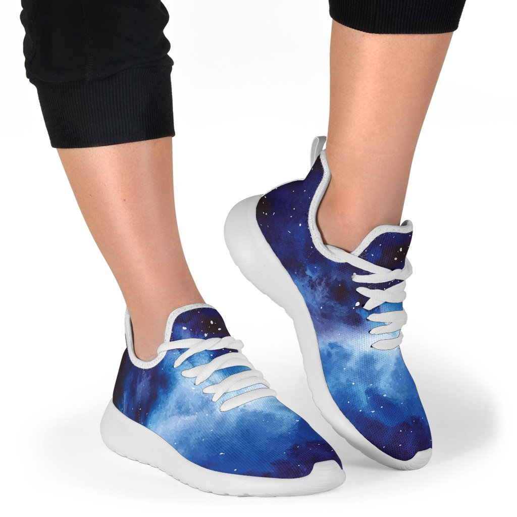 Dark Blue Galaxy Space Print Mesh Knit Shoes GearFrost