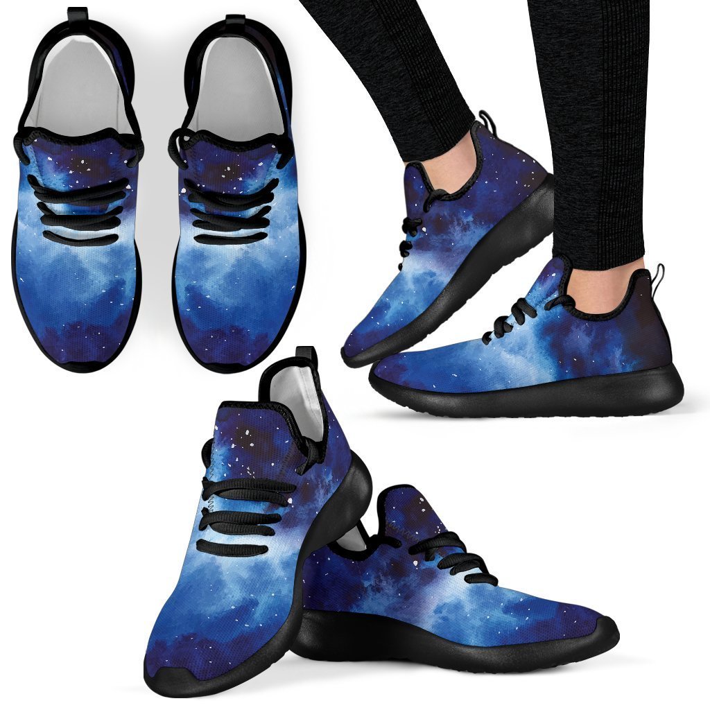 Dark Blue Galaxy Space Print Mesh Knit Shoes GearFrost