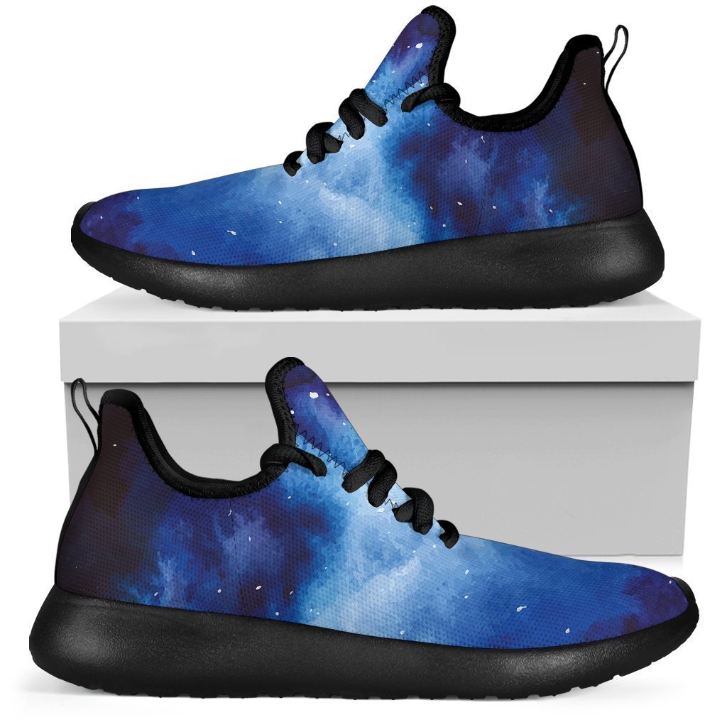 Dark Blue Galaxy Space Print Mesh Knit Shoes GearFrost