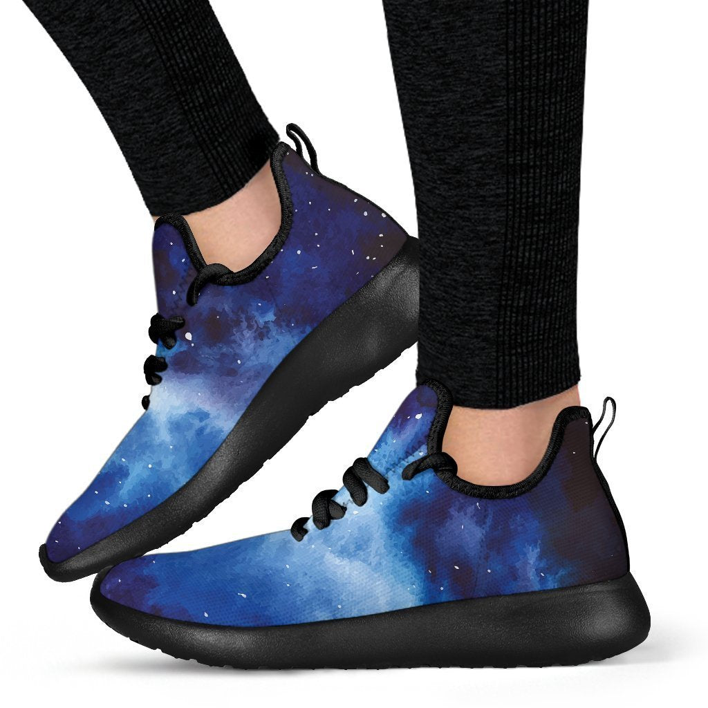 Dark Blue Galaxy Space Print Mesh Knit Shoes GearFrost