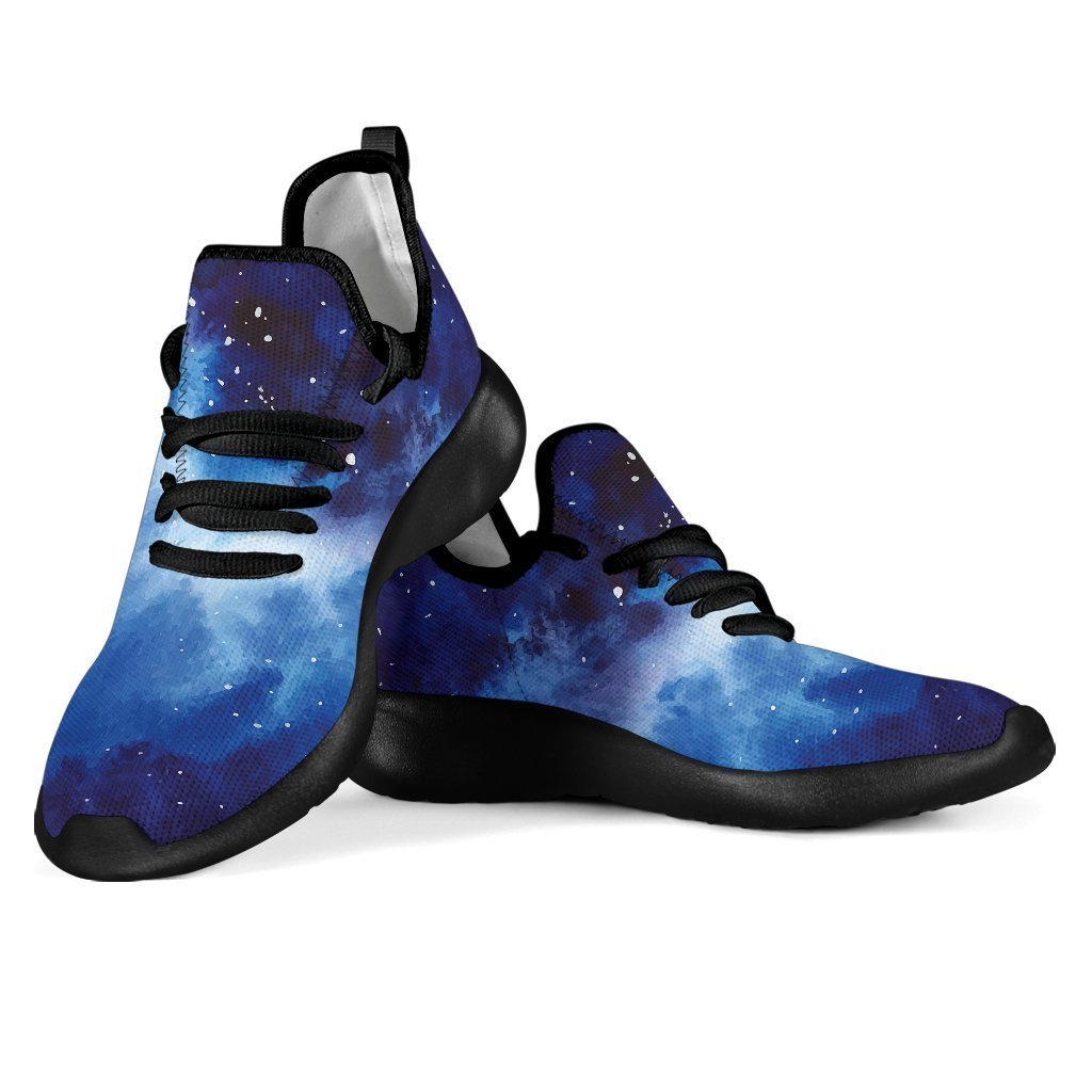 Dark Blue Galaxy Space Print Mesh Knit Shoes GearFrost
