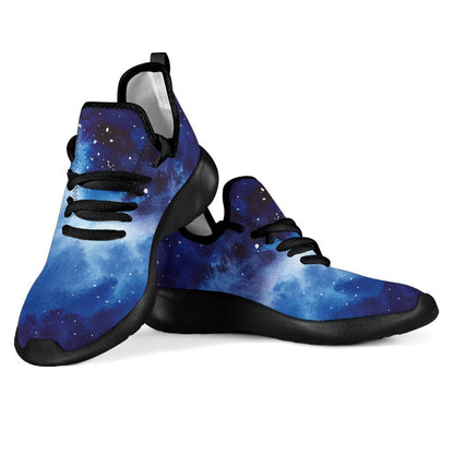 Dark Blue Galaxy Space Print Mesh Knit Shoes GearFrost
