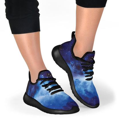 Dark Blue Galaxy Space Print Mesh Knit Shoes GearFrost