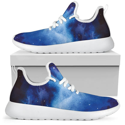 Dark Blue Galaxy Space Print Mesh Knit Shoes GearFrost