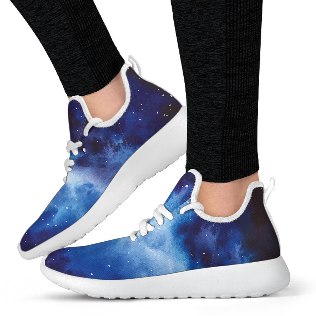 Dark Blue Galaxy Space Print Mesh Knit Shoes GearFrost