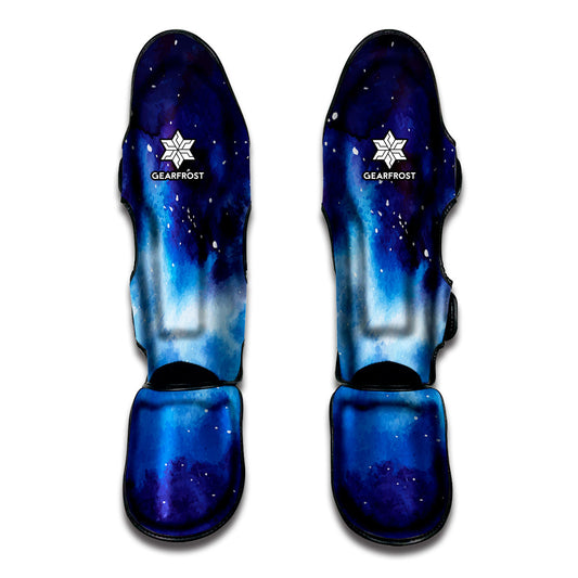 Dark Blue Galaxy Space Print Muay Thai Shin Guard