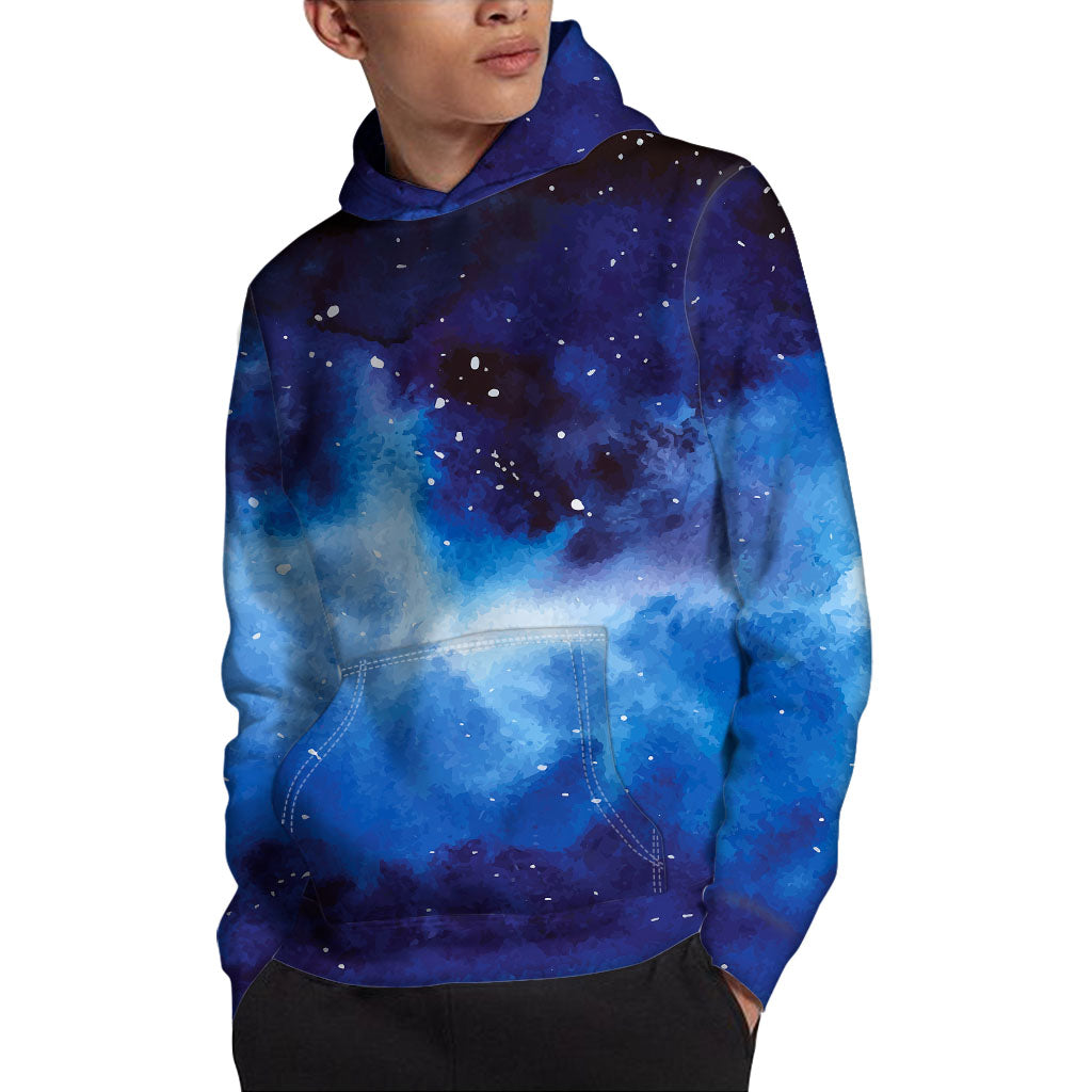 Dark Blue Galaxy Space Print Pullover Hoodie