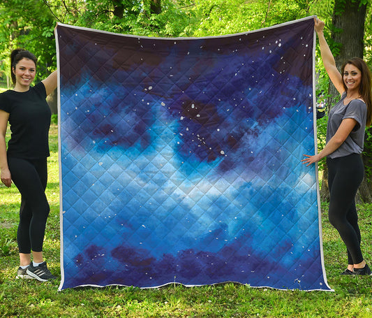 Dark Blue Galaxy Space Print Quilt