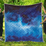 Dark Blue Galaxy Space Print Quilt