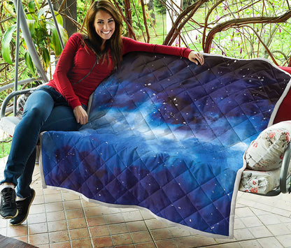Dark Blue Galaxy Space Print Quilt