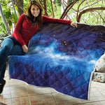 Dark Blue Galaxy Space Print Quilt