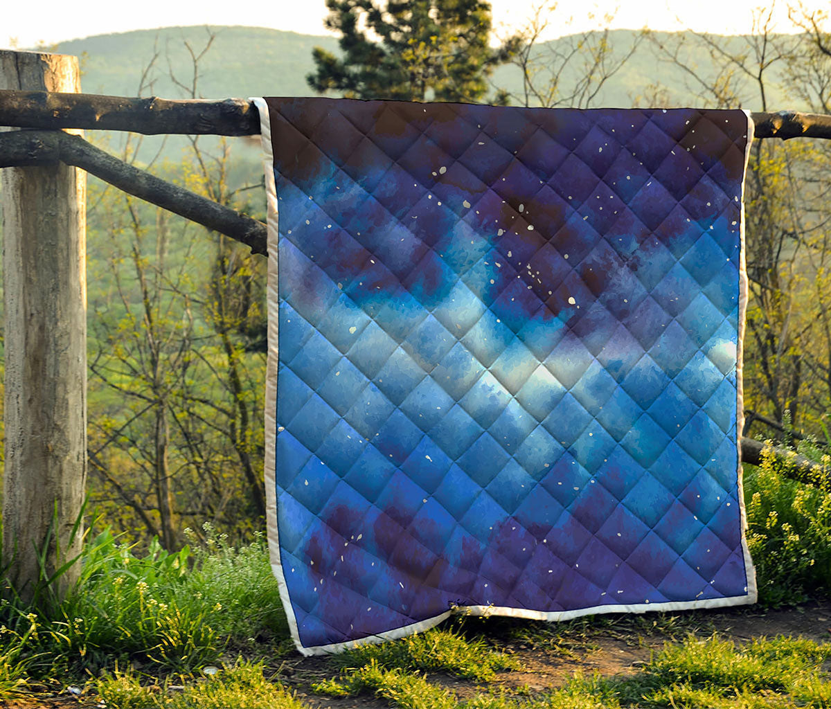 Dark Blue Galaxy Space Print Quilt