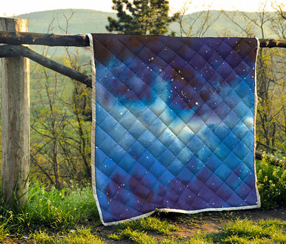 Dark Blue Galaxy Space Print Quilt