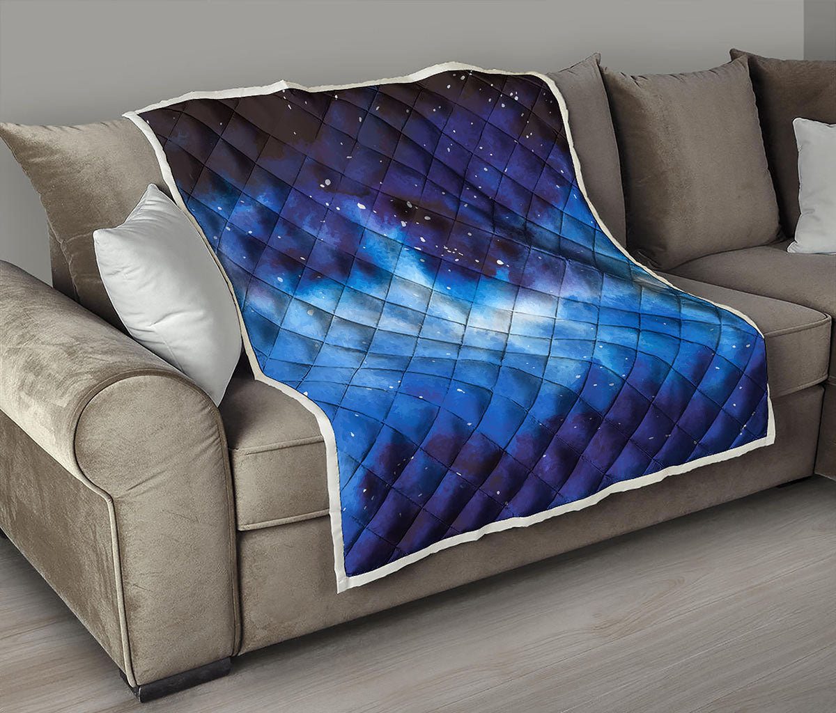 Dark Blue Galaxy Space Print Quilt