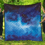 Dark Blue Galaxy Space Print Quilt
