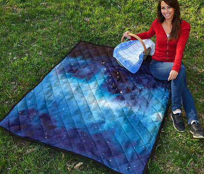 Dark Blue Galaxy Space Print Quilt