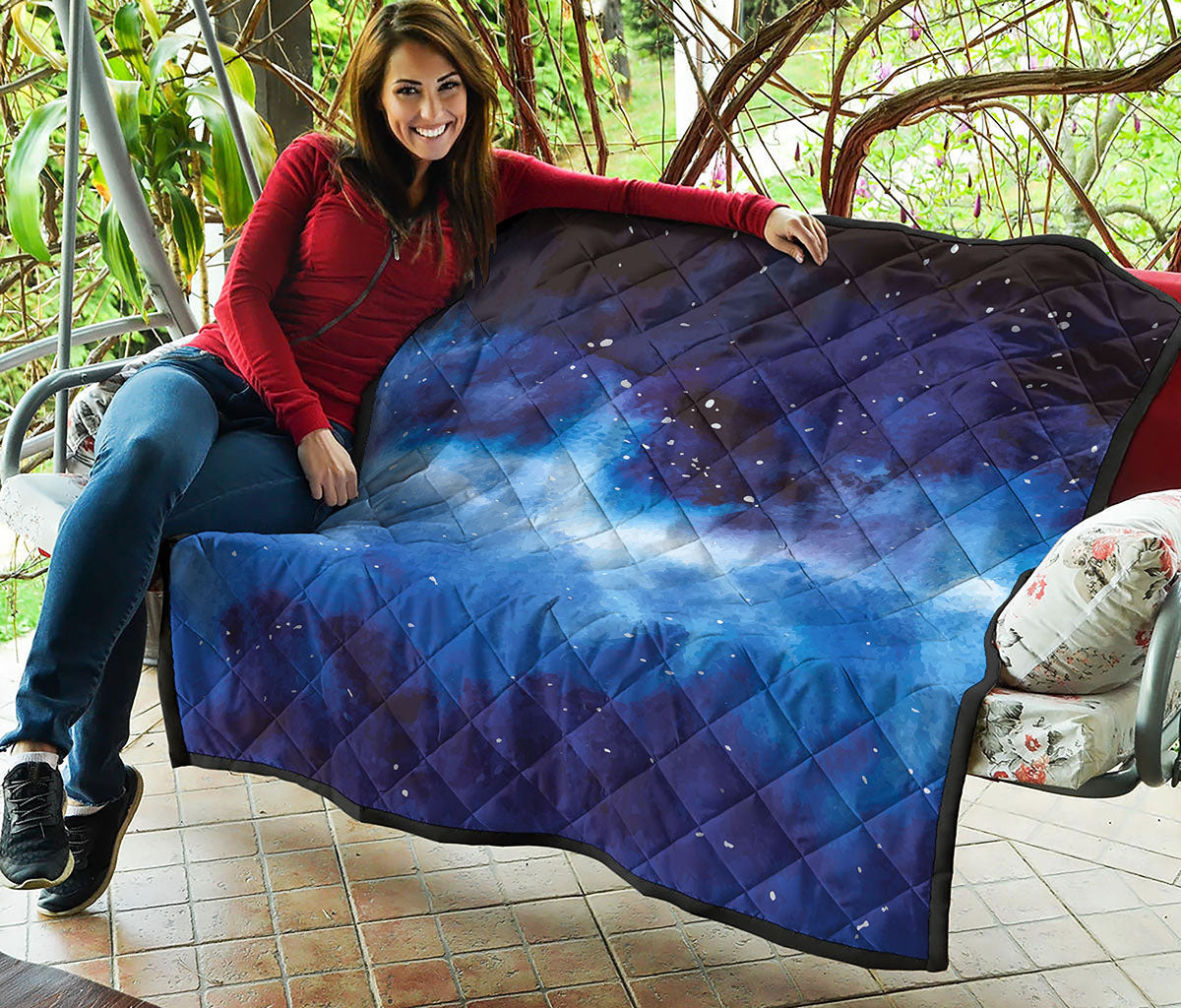 Dark Blue Galaxy Space Print Quilt