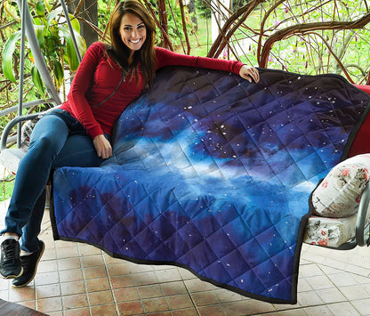 Dark Blue Galaxy Space Print Quilt