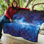Dark Blue Galaxy Space Print Quilt