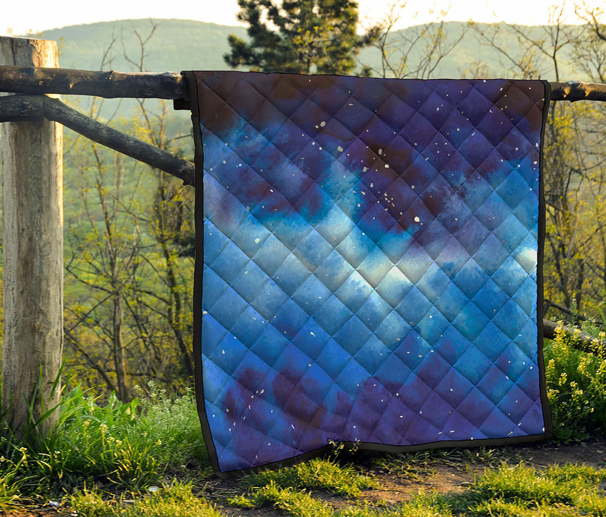 Dark Blue Galaxy Space Print Quilt