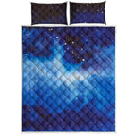 Dark Blue Galaxy Space Print Quilt Bed Set
