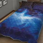 Dark Blue Galaxy Space Print Quilt Bed Set