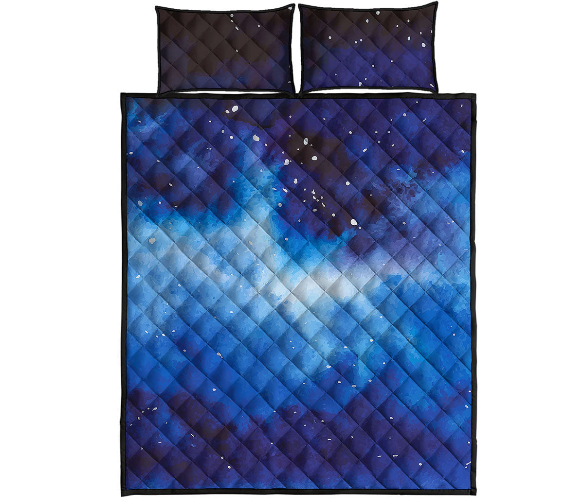 Dark Blue Galaxy Space Print Quilt Bed Set