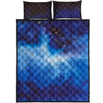 Dark Blue Galaxy Space Print Quilt Bed Set